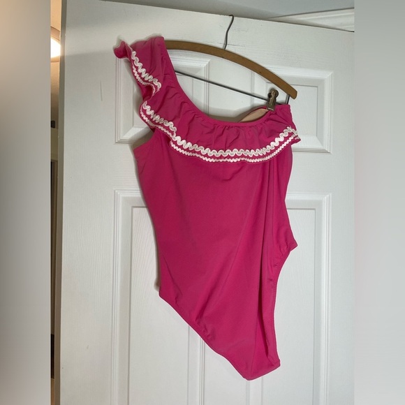 J CREW One-shoulder punk ruffled one-piece swimsuit - size 12 - Picture 5 of 7